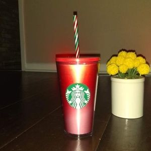 Starbucks Pink Ombre Cup (16oz) w/ Candycane Straw